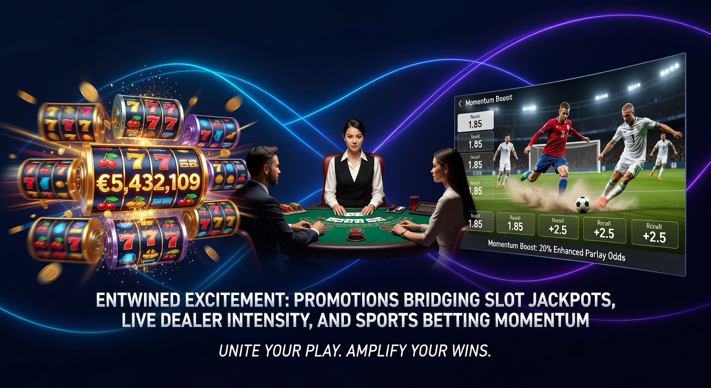 Detaillierte Ansicht einer mobilen App mit verknüpften Promotions für Slots, Live Dealer und Sportwetten