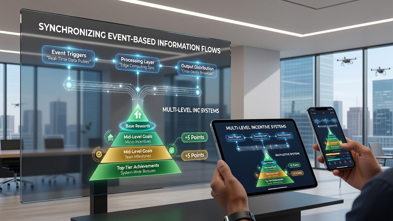 Visualisierung der Datenflüsse zwischen Event-Engines und mobilen Incentive-Schichten