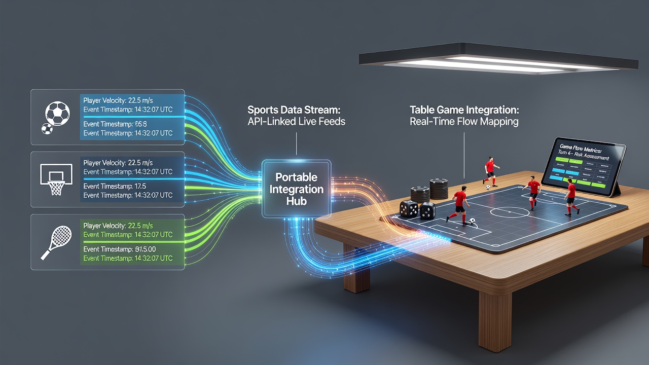 Datenfluss-Diagramm zwischen mobilen Sportevents, Tischspielen und Belohnungssystemen
