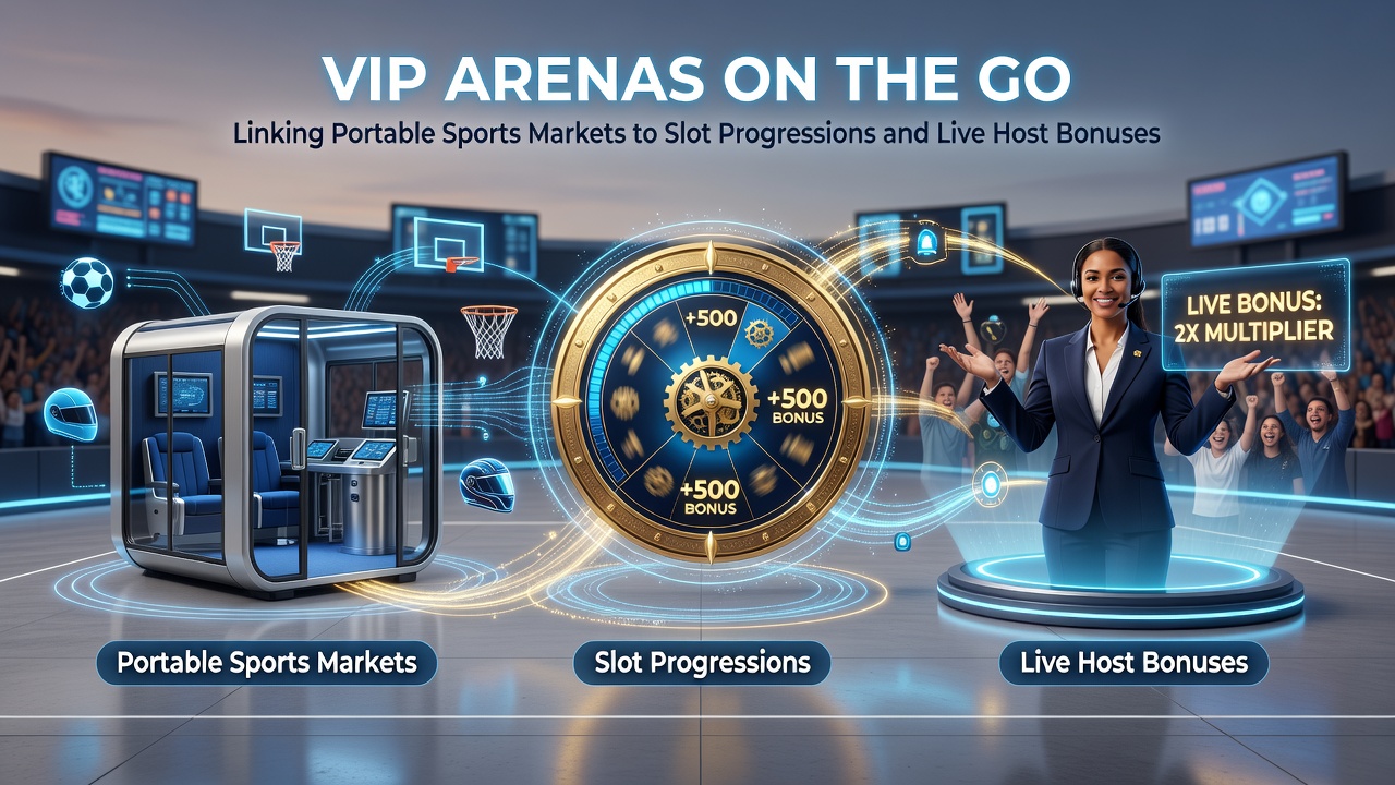Live-Host-Session auf Smartphone mit Verknüpfung zu progressiven Slot-Pools und Sportwetten-Daten